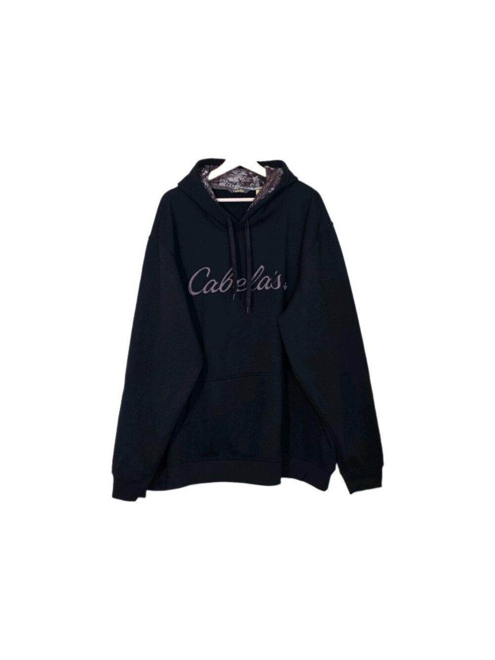 Cabela's Hoodie Mens 3XL Black Logo Kanga Pocket Gorpcore Cotton Blend Casual